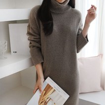 02shopp 겨울 터틀넥 목폴라 롱 니트원피스 임산부 77 88