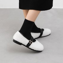 뽀글이퍼 진주장식 더블메리제인 플랫슈즈(2.0cm/기모안감) 11362