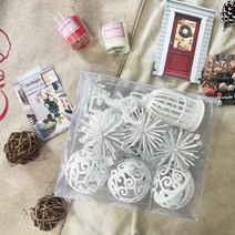 아웃팅 무장식 크리스마스트리 1.5m-2.1m, 17_화이트 오너먼트 12종세트