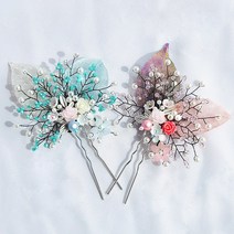[라온제나 웨딩] 이플_수제 리얼 나뭇잎 비녀 한복 혼주 헤어비녀 코사지 헤어장식 헤어핀 셀프웨딩 결혼장신구