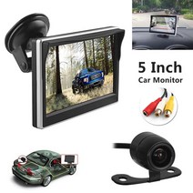 후석모니터 5.0 인치 자동차 모니터 tft lcd 800480 디지털 컬러 화면 후면보기 백업 역방향 카메라 dvd vcd dc 12v 용 2 웨이 비디오 입력, 모니터 스탠드 카메라