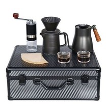 여행 커피 메이커 세트 V60 드리퍼 서버 주전자 수동 그라인더 필터 종이 선물 상자 야외 캠핑, SET D