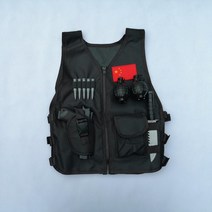 방검복 경호용품 멀티포켓 방검조끼 전솔조끼, 01.블랙 전술 조끼 풀 세트, 미디엄(115-150cm에 적합)