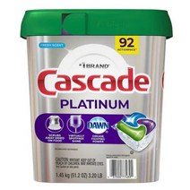 캐스케이드 플래티넘 식기세척기 세제 프레쉬 향 Cascade Platinum Dishwasher Detergent Fresh Scent 92개, 1.45kg, 1개