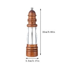 22 Cm 나무 소금 후추 제분소 세트 나무 바다 소금 후추 제분소 세라믹 제분소 크기 조절 가능, G051 Brown