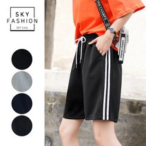 SKY패션 여성 사계절 옆줄 반바지 허리 밴딩 트레이닝 복 여자 바지 추리닝 팬츠 운동복