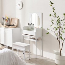 비대칭 감성거울 여학생 화장대 세트 예쁜화장대, 그레이화이트