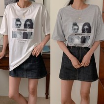 수엠W 여성 반팔 루즈핏 롱 티셔츠 S074 두여자티 2P