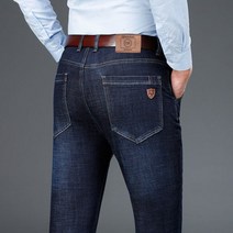 남자진청바지 가을 겨울 명품 청바지 남성용 클래식 편안한 핏 플렉스 진 남성 빅사이즈