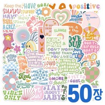 덕지샵 50장 핑크 파스텔 귀여운 하트 캘리그라피 폰트 팝아트 캐리어 캠핑 노트북 아이패드 스티커