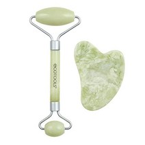 EcoTools Beauty Skin Care Tool Jade Facial Roller and Gua Sha Stone 듀오 DUO Face Massager Skincare Sc, Jade Gua Sha Roller Duo/ 2PC