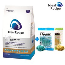 아이디얼레시피 시니어앤다이어트 강아지사료 1kg 노령견 비만 + 덴탈껌100g 증정