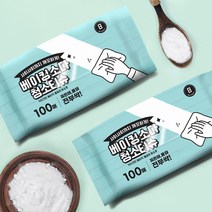 베이킹소다 30% 증량 청소티슈 100매 x 10팩 대용량(손소독제 70ml 증정)