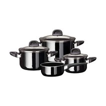 실리트 머데스토 라인 4 피스 인덕션 쿠킹 냄비 세트 유리 뚜껑 실라간 기능 세라믹 Nickel Free 블랙