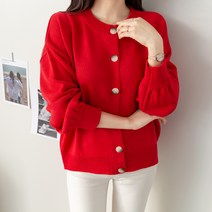 바이단미 MADE 여성용 니트 루즈핏 라운드넥 벌룬 가디건