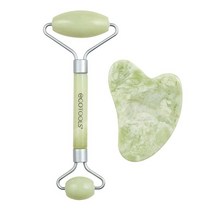 에코툴즈 EcoTools 뷰티 스킨 케어 툴 2종 세트 제이드 페이셜 롤러 및 괄사 스톤 듀오 그린, Jade Gua Sha & Roller Duo, 2PC