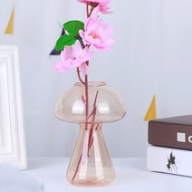 수경 재배기 가정용 상추 도구 새싹 분무 보리 무순 채소 비닐 하우스 소형 키트 버섯 모양의 유리 꽃병 법 식물 꽃병 크리 에이 티브 유리 공예 장식 홈 거실 유리 꽃병 식물, 코랄 레드