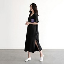 옆트임원피스 휴가지 30대 여름 블랙롱원피스 얌전한 일자원피스