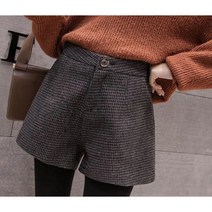 여성용 따뜻한 모직 체크 반바지 SQ121802+