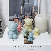 몰드 초 캔들 귀여운 곰 캔들 몰드 수제 실리콘 몰드 양초 만들기 용품 비누 몰드 수지 몰드 케이크 퐁당 석고 몰드 3D, Large and Small