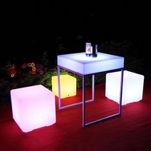 LED 큐브 의자 테이블 조명 야외 정원 루프탑 파티 테라스 클럽 의자, 리모컨 칠색 + 20x20x20cm