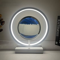 핫토이 산타 랜덤 귀칼 피규어 피규어제작 LED 달 모래 풍경 램프 이동 아트 프레임 USB 충전식 야간 조명 3D 모션 디스플레이 흐르는 장식, [03] Round Blue, [01] Large
