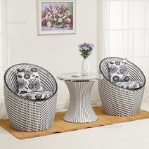 심플한 정원 가구 세트 가정용 등나무 3 피스 발코니 테이블 및 의자 디자이너 야외, 08 B-zebra color-set