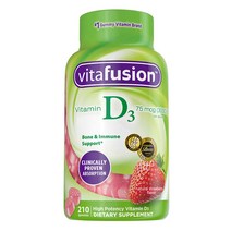 비타퓨전 VitaFusion Vitamin D3 비타민 D 콜레칼시페롤 구미 딸기 75mcg(3000IU) 210정 2병, 1개