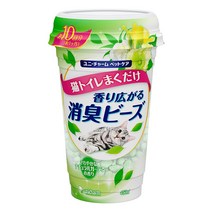 LG유니참 고양이 뿌려쓰는 비즈 탈취제 내추럴 그린향 450ml, 3개