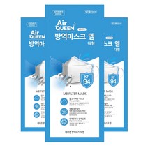에어퀸 방역 마스크 엠 대형 KF94, 1개입, 40개, 화이트
