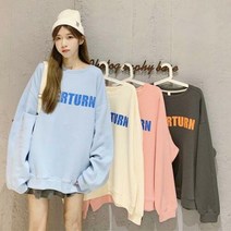 미라클세븐 M7 여자 보온 오버턴 캐쥬얼 박시핏 필기체 맨투맨