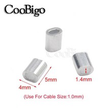 100pc 알루미늄 케이블 크림프 슬리브 와이어 스톱 페럴 스네어 로프 클립 스웨이지 트랩 배럴 M0.8 M1.0 M1.2 M1.5 M2 M2.5 M3 M4 M5 M6 M8, [02] M1.0