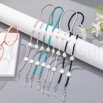 구미 패션 냉랭풍 조개+크리스털 진주 안경사슬 분실 방지 마스크 줄 귀걸이 안경사슬
