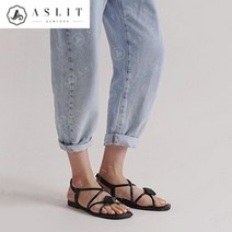 [애슬릿] 사각 장식 끈 교차 밴딩 슬링백 여성 샌들