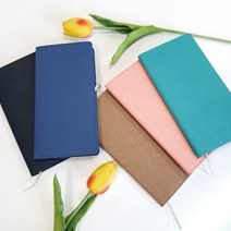 탑스 48절 고급양장수첩 (9x17.5cm) PU원단 인조가죽수첩 다이어리 포켓 미니, 주일식, 네이비