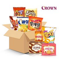 크라운 과자세트 버라이어티팩 / 꽃게랑 츄러스 카땅 콘칩 콘초 콘치 딸기산도 버터와플 쵸코하임, 상세페이지 참조