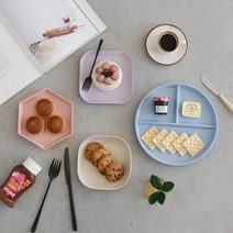 체리하우스 에타홈 체리하우스 바이오 PP 컬러 접시 4type 4color, 육각(핑크), 단일옵션