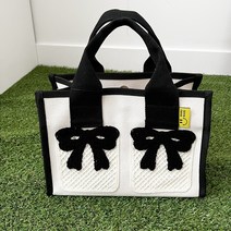 여성 골프토트백 파우치 리본 연습장 파3 캔버스 골프가방, 원컬러