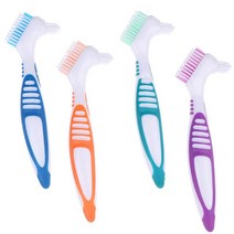 노인을 위한 칫솔 여행용 청소 틀니 브러시 Oralcare 도구 숨을 상쾌하게 하는 황변 제거, 4.purple