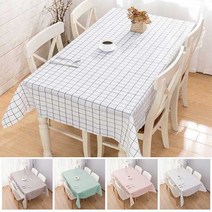 및 무늬 기름방지 체크 PEVA 직사각형 테이블보 식탁보 방수, (대형)-137x180cm/화이트