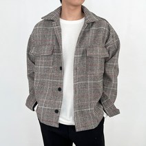 남자 오버핏 글렌체크 모직 블레이저 자켓
