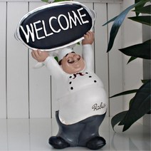 브런치카페 음식점 빵집 웰컴 요리사인형 선반장식 요리사장식품 가게