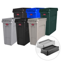 러버메이드 벤티드 슬림짐 휴지통 뉴슬림짐세트/60L 80L 분리수거 쓰레기통, 뉴슬림짐 60L세트, 회색, 1개