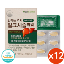밀크시슬 파워 밀크씨슬 추출물 30정 간 건강 직장인 부모님 중년 남성 여성 남자 여자 간 영양제, 12개