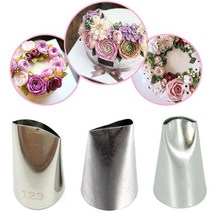 모나카깍지 앙금 플라워 벚꽃 깍지 짤주머니 베이킹 재료 3pcs 대형 스테인레스 스틸 장미 꽃 크림 파이핑 노즐 컵케익 장식 케이크 장식 도구 61 128 123, 3개