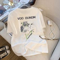스타일아유 30종 여성 여름 면 프린트 롱박스티 오버핏 루즈핏 레터링 반팔 티셔츠 캐주얼 빅박스티셔츠