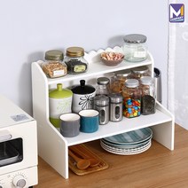 MCOMPANY 주방 원목 선반 식기 그릇 컵 접시 정리대 가구 미니 싱크대 용품 화이트 서랍장 양념통 걸이 2단 수납장 다용도 정리 밥솥 다이 서랍 인테리어 정리함 A21F09, 베스 주방선반 (화이트 색상)