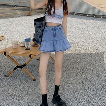 0 velys 절개 플리츠 데님 미니스커트 CSK1177