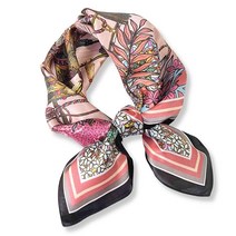 PoeticEHome 순수 멀베리 실크 스퀘어 스카프 68.6cm x 여성용 네커치프 헤드스카프 선물 포장 N2 - 튤립 68.6cm(27인치)545428