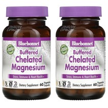 블루보넷 버퍼드 킬레이티드 마그네슘 200mg 60식물성캡슐 NON GMO 자연성분, 60정, 2병